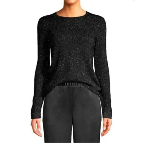 Eileen Fisher Women's Black Metallic Merino Wool Sweater Top Size XS - Picture 1 of 4